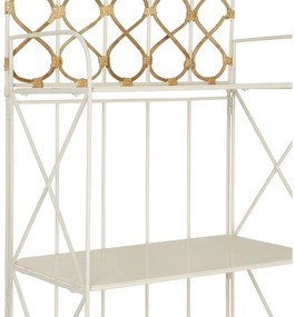 Etajera din metal si rattan, 4 rafturi, H160 cm, Roseraie White