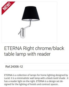 Aplica cu reader LED pe dreapta design elegant ETERNA crom/negru