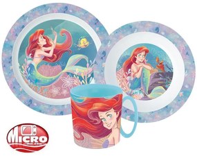 Prințesele Disney Set de cină Ariel, set microplastic cu cană de 350 ml