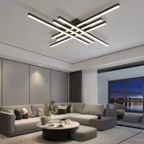 Lustra LED Holly Two, Cu Telecomanda, 3 Tipuri De Lumina, Intensitate Reglabila, 146W, Black