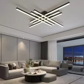 Lustra LED Holly Two, Cu Telecomanda, 3 Tipuri De Lumina, Intensitate Reglabila, 146W, Black