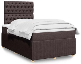 vidaXL Pat box spring cu saltea, maro închis, 120x190 cm, textil
