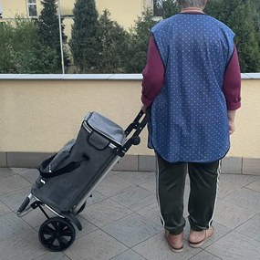 Cărucior mare de cumpărături 40 l - pliabil, cu mâner reglabil