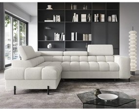 Colțar crem extensibil/cu spațiu de depozitare cu tapițerie din țesătură bouclé (cu colț pe partea stângă/în formă de ”L”) Ferucce – ELTAP