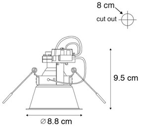 Set de 6 spoturi încastrate moderne negre, rotative și înclinabile - Alloy