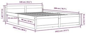 Cadru pat cu sertare, maro miere, 140x200 cm maro miere, 140 x 200 cm