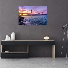 Tablou cu pod și apus de soare (90x60 cm)