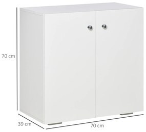HOMCOM Aparador de Salón con 2 Puertas Armario Auxiliar con 2 Estantes para Libros Ropa Juguetes Estilo Moderno 70x39x70 cm Blanco | Aosom Romania