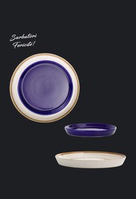 Set 4 Farfurii Sarbatori (2 Farfurii mari 25cm Sand Dune, 2 Farfurii mici 20cm Cobalt)