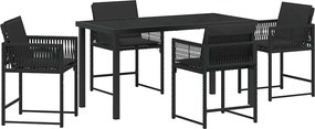 vidaXL Set de masă pentru grădină 5 pcs Negru poliratan