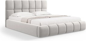 Pat tapitat cu tablie si lada depozitare, Bellis, Micadoni Home, BL, 140x200 cm, catifea, argintiu