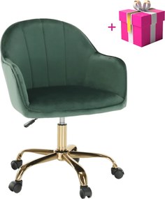 Fotoliu de birou, verde material Velvet /auriu, EROL
