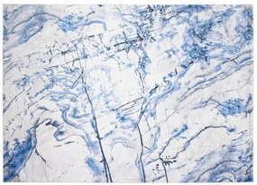 Covor simplu alb și albastru cu model abstract Lăţime: 80 cm | Lungime: 150 cm