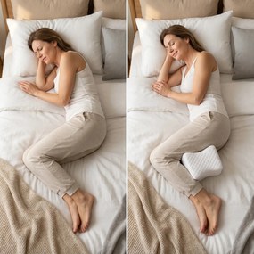 Perna ortopedica genunchi memory foam, husa bambus, Alb