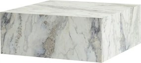 Masuta cafea PRIZMA, alb cu efect de marmura, 90x90x35 cm