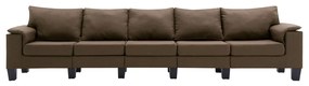Canapea cu 5 locuri, maro, material textil Maro, cu 5 locuri