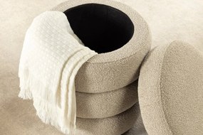 Taburete cu spatiu de depozitare, Tesatura boucle taupe, VOQUE 50cm