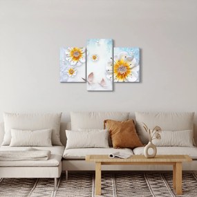 Tablou - Copoziția flori și fluturi (90x60 cm)