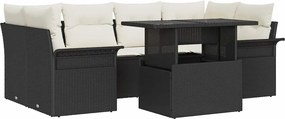 vidaXL Set de canapele pentru grădină cu pernă 7 pcs Negru Rattan poli