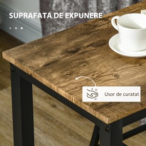 Set masa de bar industrial HOMCOM, masa dreptunghiulara cu 2 scaune | Aosom RO