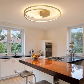 Brilagi-LED Lampă de tavan dimmabilă TWISTER, LED 105 W, 230 V, Ø 100 cm, auriu + telecomandă