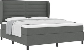 vidaXL Pat cu arcuri cu saltea Gri închis 180 x 200 cm țesătură