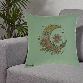 Perna Decorativa Luna Florala Boho, 40x40 cm, Verde, Husa Detasabila, Perna Inclusa, BEKZ®