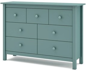 Comodă pentru copii în culoarea petrolului joasă din lemn de pin 110x80 cm Max – Marckeric