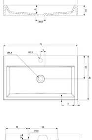 Lavoar suspendat Omnires Thasos M+ alb 70 cm
