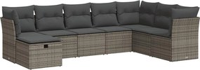 vidaXL Set canapele de grădină cu perne, 8 piese, gri, poliratan
