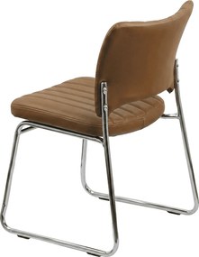 Scaun vizitator maro HRC 613 din piele ecologică și cadru cromat