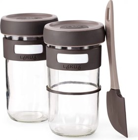 Set recipiente dospire paine Lekue 1010175, 3 piese, 9,3 x 9,3 x 17 cm, -20/+80 °C, Maro