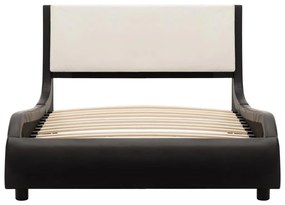 Cadru de pat cu LED, negru si alb, 90 x 200 cm, piele ecologica Alb si negru, 90 x 200 cm