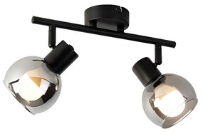 Plafoniera inteligentă neagră cu sticlă fumurie incl. 2 Wifi P45 - Vidro