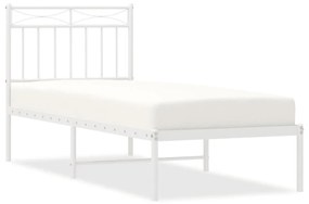 373730 vidaXL Cadru de pat metalic cu tăblie, alb, 75x190 cm