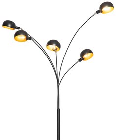 Lampa de podea de design neagra cu aur cu 5 lumini - Sixties Marmo