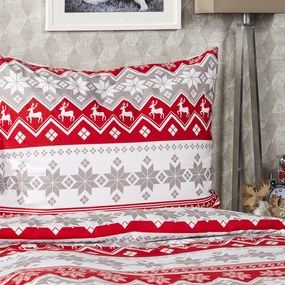 Lenjerie bumbac Crăciun 4Home Red Nordic, 220 x 200 cm, 2 buc. 70 x 90 cm