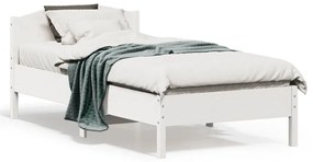 842627 vidaXL Cadru de pat cu tăblie, alb, 75x190 cm, lemn masiv de pin