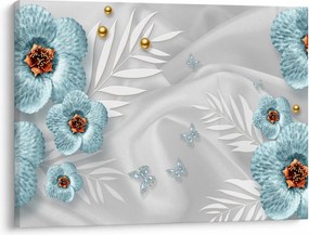 Tablou - 3D Flori albastre (70x50 cm)