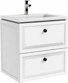 Dulap baza cu lavoar Oristo Montebianco 2 sertare alb mat 60 cm
