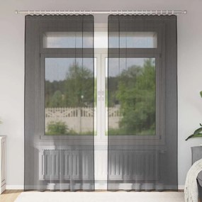 vidaXL Perdele Voile cu buzunare pentru bare 2 buc Negru