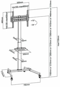Suport de podea pentru televizor Nedis TVSM5100BK 32-55" negru