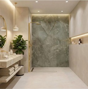 Paravan de dus Rea Flexi Transparent 80 cm auriu