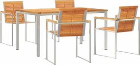vidaXL Set de masă pentru grădină 5 pcs Maro Lemn Solid de Acacia