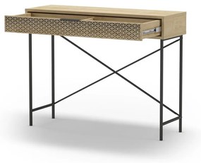 Masă consolă în culoare naturală cu aspect de lemn de stejar 35.5x110 cm Ecrin – Marckeric