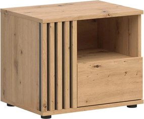 Noptiera VABRES, stejar artisan/negru mat, PAL melaminat, pe partea st