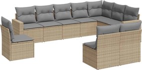 vidaXL Set canapele de grădină cu perne, 10 piese, bej, poliratan