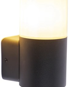 Lampă de perete exterioară modernă neagră cu abajur opalescent IP44 - Odense