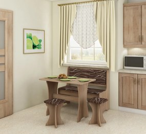 Set masă scaune pentru sufragerie Joette stejar sonoma deschis + safari (cu taburete) (pentru 4 persoane). 746509