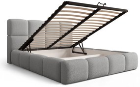 Pat tapițat Cloud 160x200 cu spațiu depozitare - bouclé gri Quelle 83